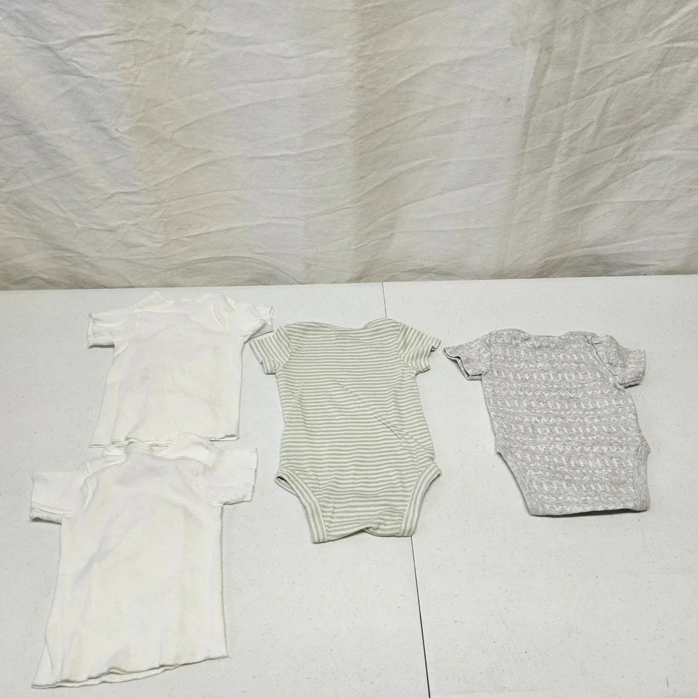 Carter's Old Navy Gerber Baby Boy Clothing Lot NB 0-3M Blue White Rompers Pants